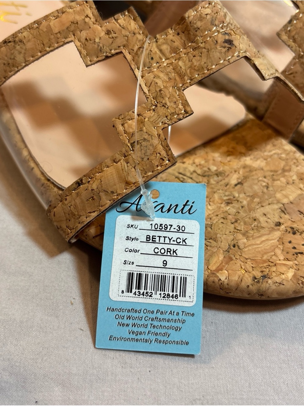Avanti Cork-Textured Slide Mules with Clear Strap - Picture 8 of 9